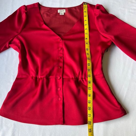 J. Crew Factory Satin Back Crepe Button - Front Blouse - Picture 7 of 10